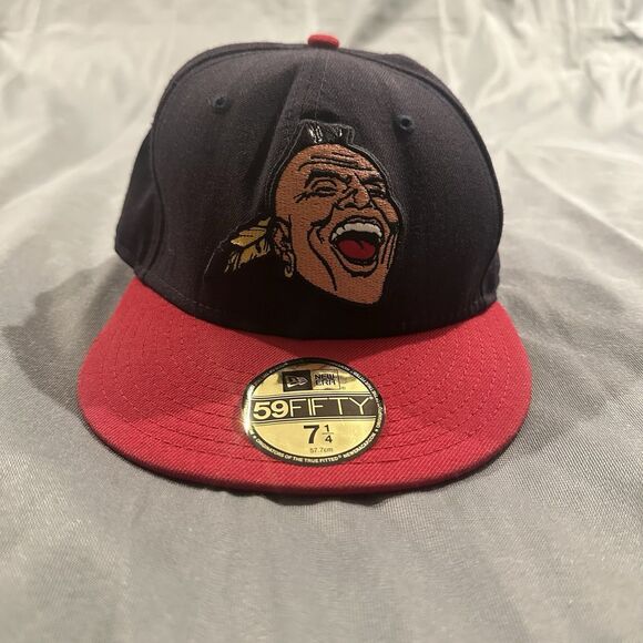 Atlanta Braves Hat Chief Noc-A-Homa Banned Cap New Era 59FIFTY Fitted 7 1/4 Wool